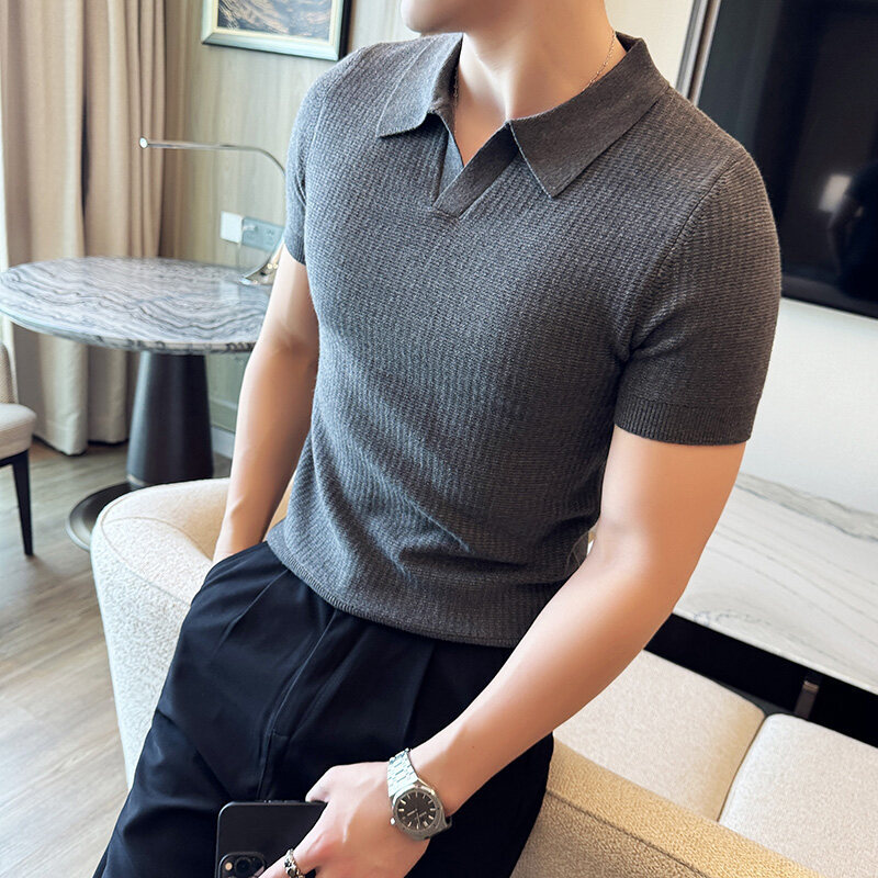 Men'S Polo Formal Wear - Erkek Slim Fit Polo Yaka Jakarlı