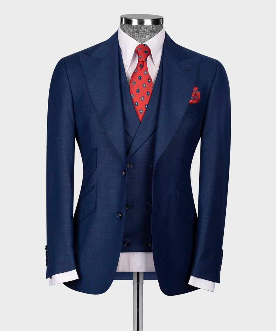 Men Formal Wear Blue - Zarif Lacivert Klasik Düğün Smokin 3