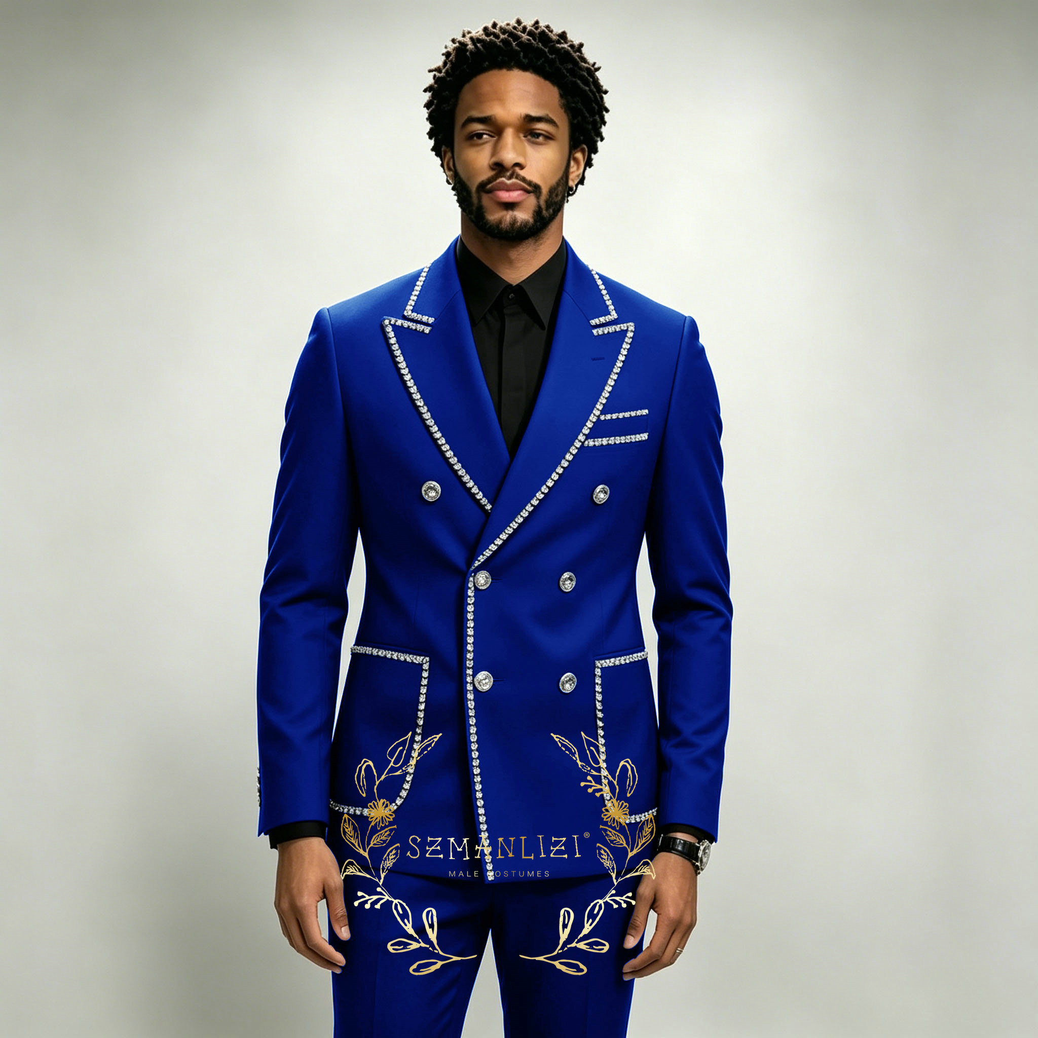 Men Formal Wear Blue - Lüks Erkek Takımları 2 Parça Kraliyet