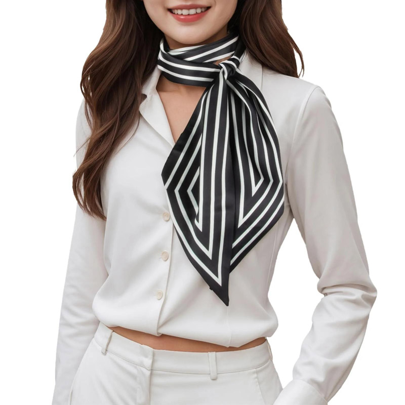 Silk Tie Woven - Moda Çizgili Saç Şerit Eşarp Kadın