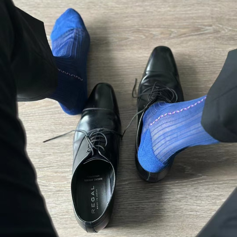 Men Formal Wear Blue - Erkek Elbise Çorapları Mavi Siyah Resmi