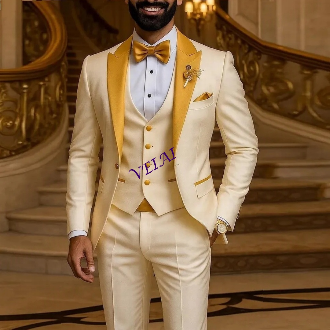 Özel Tasarım Altın Yaka Fildiş - Men'S Formal Wear For A Wedding incelemesi ve fiyatı